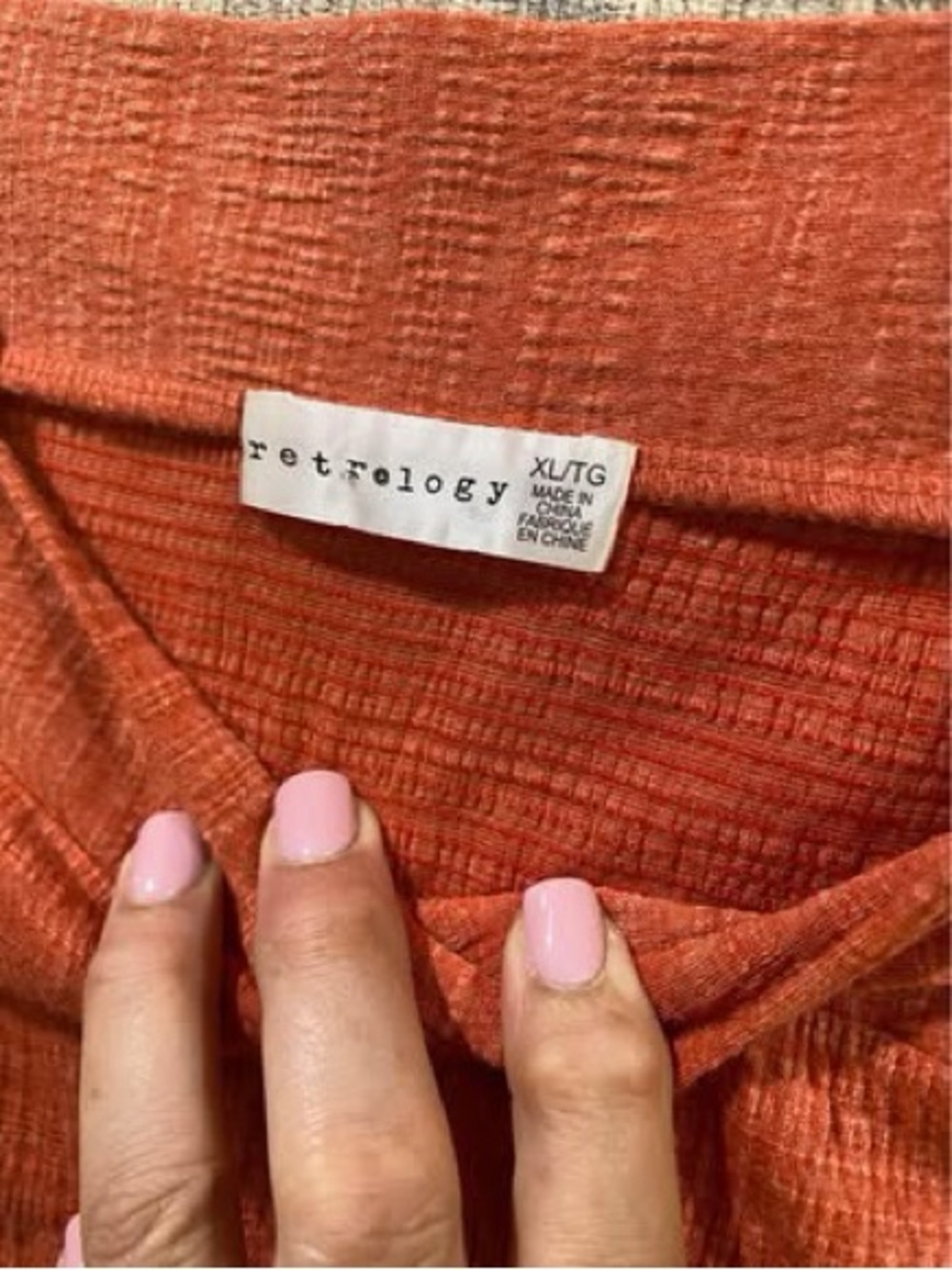 Retrology Square Neck Eyelet Sleeve Top in Coral Size XL - Picture 4 of 4